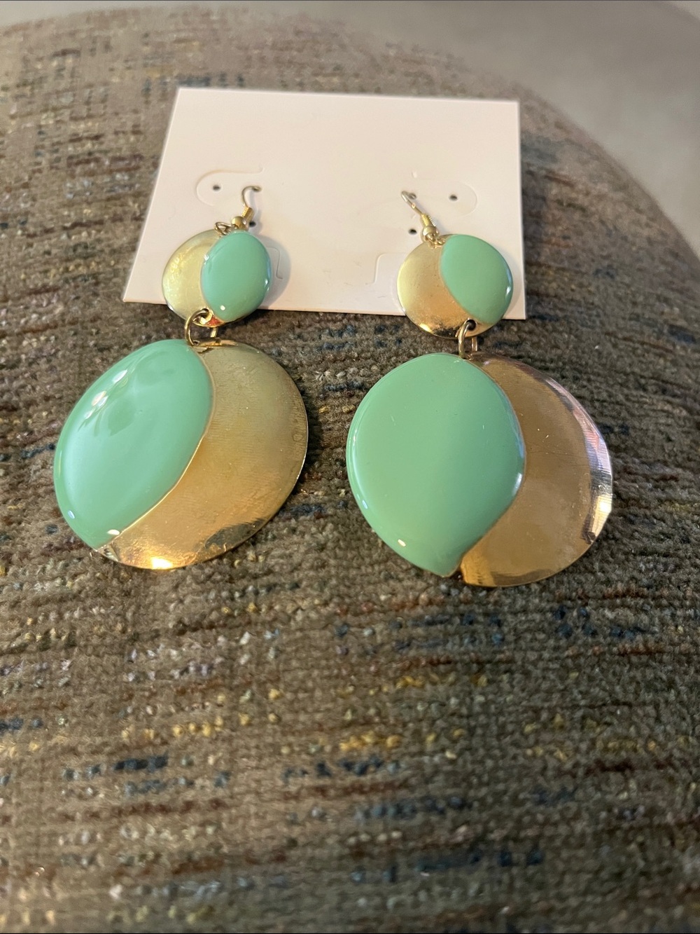 Mint Green & Gold Drop Earrings